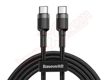 Cable de datos de alta calidad negro / gris Baseus CATKLF-HG1 de carga rápida PD60W 2.0 (3A 20V) con conectores USB Tipo C a USB Tipo C de 2m longitud, en blister